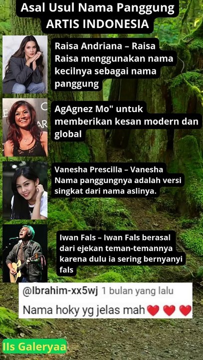 4 Asal Usul Nama Panggung ARTIS INDONESIA dan artinya