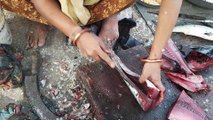 Masterful Tuna Fish Cutting Skills at the Bustling Indian Market!