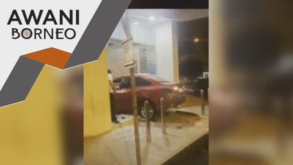 Pemandu mabuk langgar pintu kaca bank