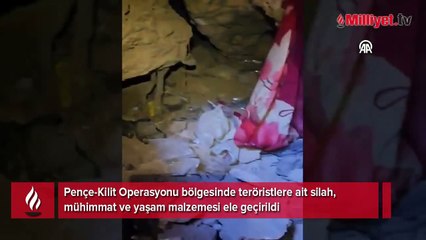 Pençe-Kilit Operasyonu bölgesinde teröristlere ait silah, mühimmat ve yaşam malzemesi ele geçirildi
