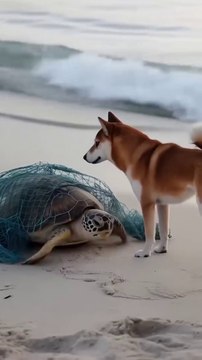 A clever Shiba Inu seeks a girl's help to free a trapped turtle, sparking a heartfelt rescue._