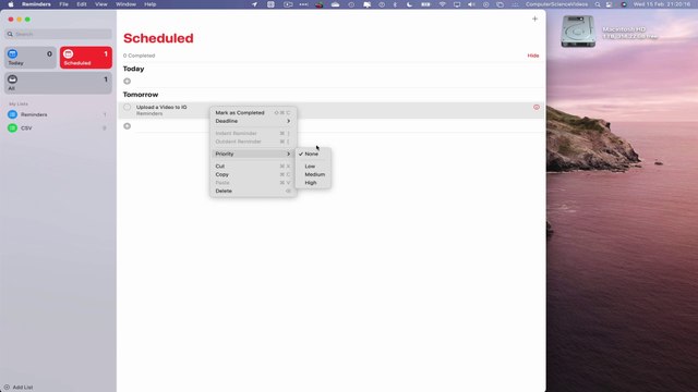 How to CREATE a Reminder with High Priority On Reminders Using a Mac - Basic Tutorial | New