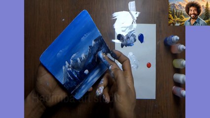 I followed  BOB ROSS WITH MY FINGERS ONLY, WATCH ME CREATE! #fingerpaintingideas #bobrosspainting