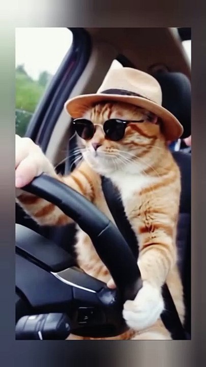 A cat driving a car | Ai cat video | cute cat | super cat