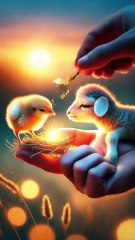 Magical Nest-Making Tiny Chick and Lamb’s Cooperat