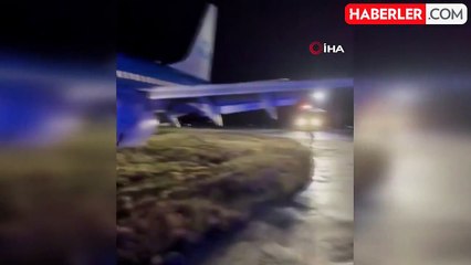 Norveç'te Acil İniş Yapan Yolcu Uçağı Pistten Çıktı
