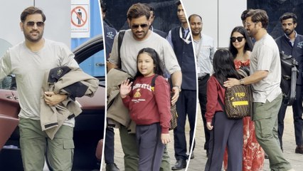 The Mahi Family: MS Dhoni, Ziva & Sakshi Dhoni Clicked Together At The Kalina Airport | Thala 7