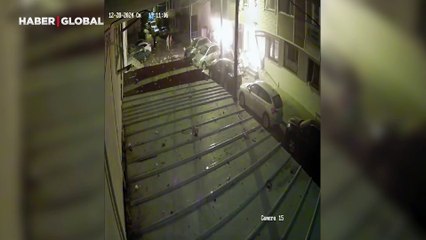 Kocaeli'nde korkutan patlamanın görüntüleri ortaya çıktı! Bina dakikalarca yanmış