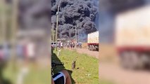 Se incendió un basural de neumáticos en Moreno