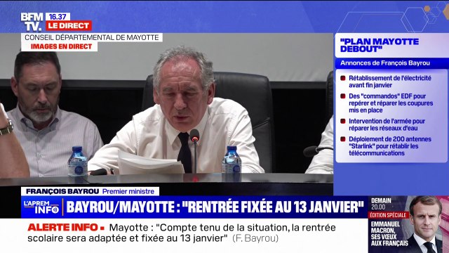François Bayrou annonce qu'un financement par des prêts garantis par l'État sera mis en place pour la population mahoraise