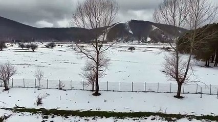 Il drone in volo sul lago Laceno, neve e suggestione ammantano l'Irpinia