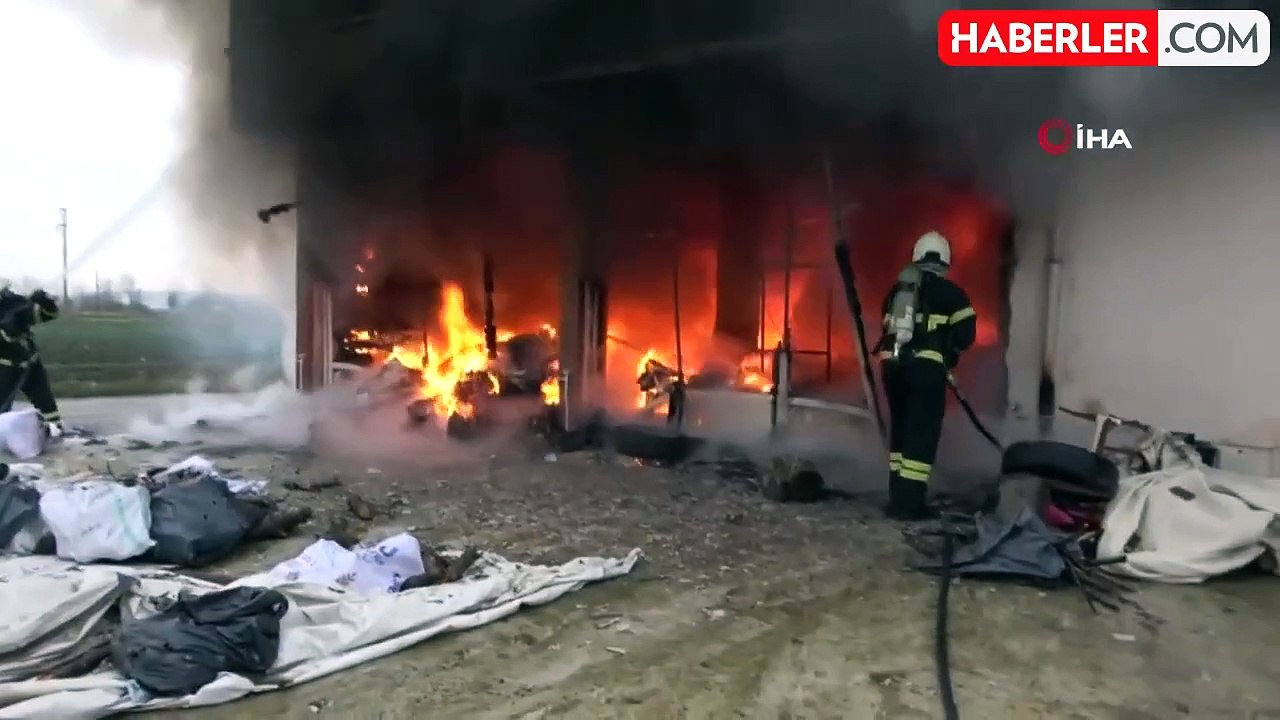 Bafra'da Tekstil Atölyesinde Yangın