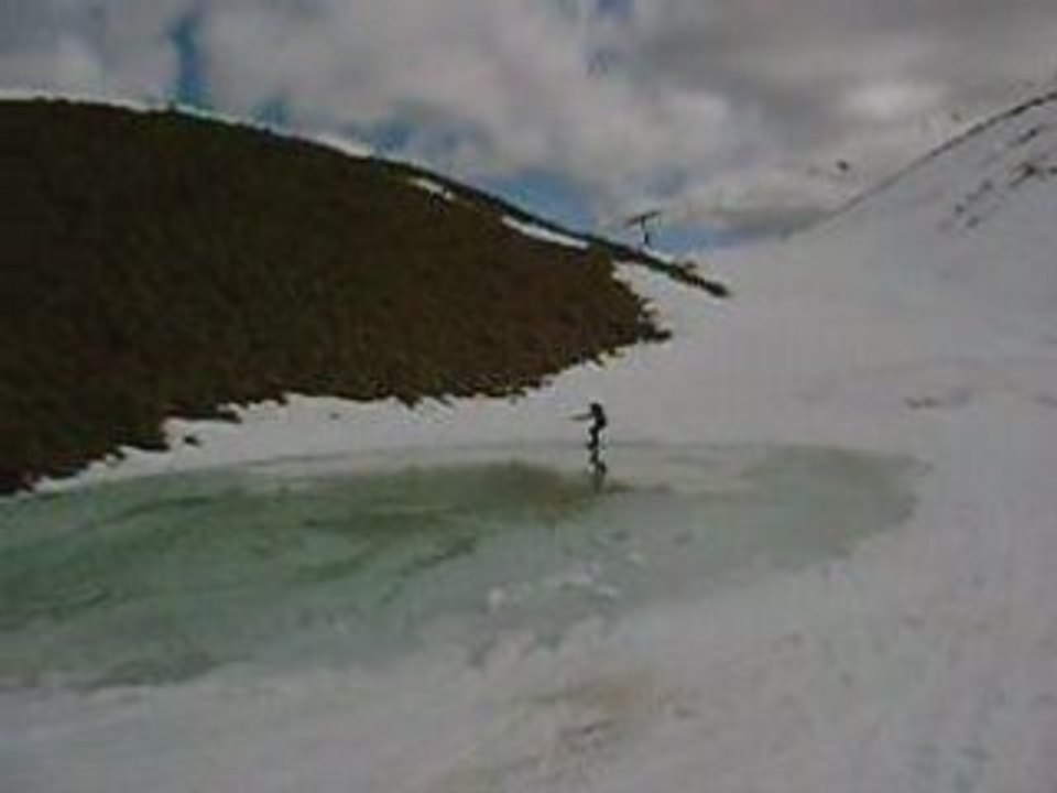 Water snowboard crash