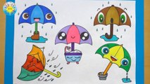 Dibuja unos preciosos PARAGUAS!!!  Draw UMBRELLAS !! So cute !!!