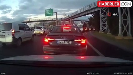 Beykoz'da Emniyet Şeridi İhlali Sonrası Sürücünün Öfkeli Tepkisi Kamerada