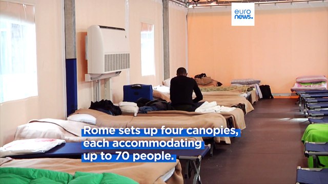 Rome sets up two large tents to shelter the homeless this winter