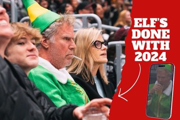 Will Ferrell’s The Elf can’t stand the fans at a Los Angeles Kings game and decides to get a smoke