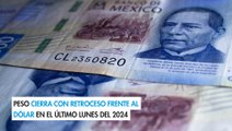 Peso cierra con retroceso frente al dólar en el último lunes del 2024