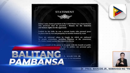 PBBM, nagbigay-pugay kay yumaong U.S. Pres. Jimmy Carter