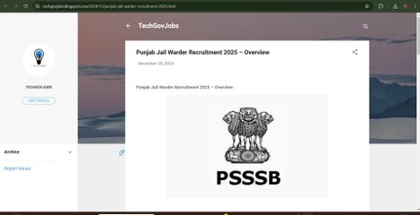 Punjab Jail Warder Recruitment 2025 – 1220 Vacancies Announced