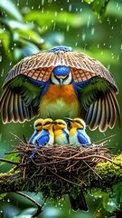 It's amazing 🐦 Bird! it's know how to protect his Babies from rain ☔.