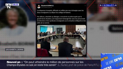 Mayotte: critiquée après un échange avec deux professeurs, Elisabeth Borne dénonce une "séquence tronquée"