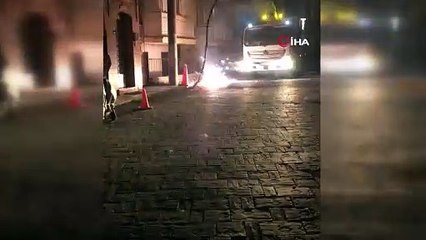 Kuşadası’nda kopan elektrik kablolarındaki patlamalar korkuttu