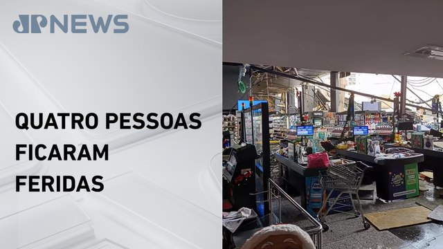 Teto de supermercado desaba após forte chuva com granizo em SP