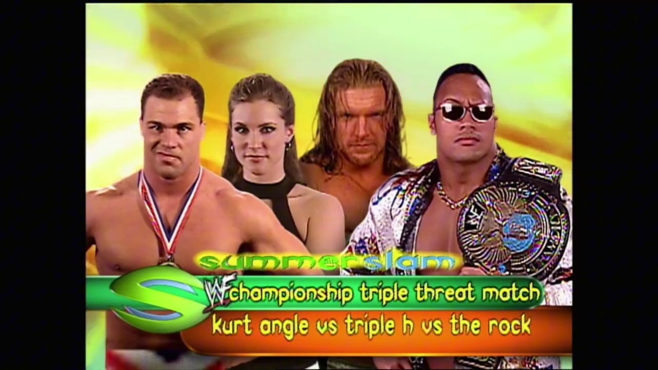 Triple H vs Kurt Angle vs The Rock WWF Title Triple Threat Match Summerslam 2000 27/8/00