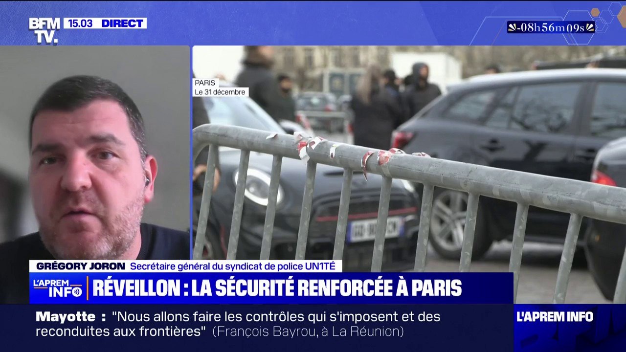 Nouvel An: "Deux policiers sur trois seront engagés aujourd'hui", assure Grégory Joron, secrétaire général du syndicat de police UN1TÉ