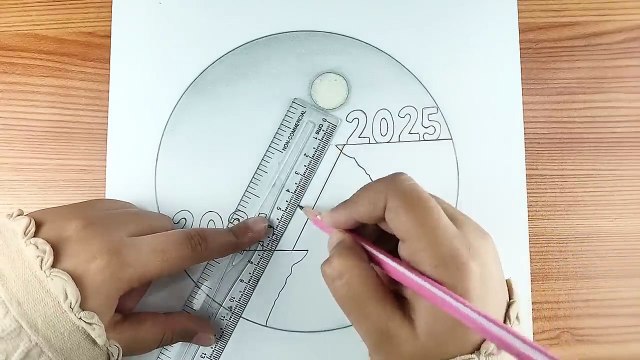 Happy new year drawing 2025 _New year drawing _ Happy New year scenery drawing_2025