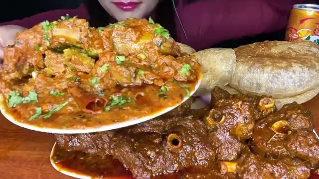 ASMR EATING POORI,SPICY MUTTON CURRY,PARATHA,DUM ALOO l BIG BITES l FOOD VIDEOS l Spice asmr