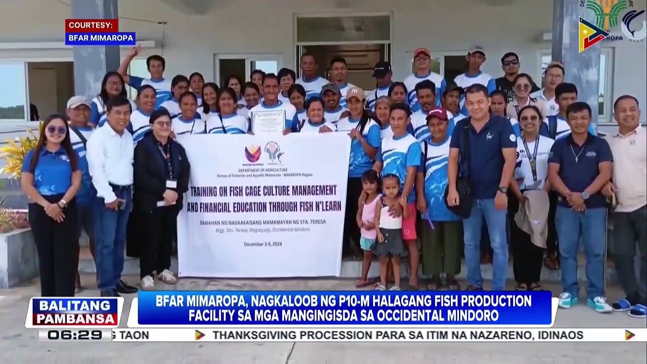 BFAR Mimaropa, nagkaloob ng P10-M halaga ng fish production facility sa mga mangingisda sa Occidental Mindoro
