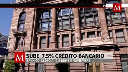 Crédito bancario incrementó 7.5% en noviembre; llegó a 10.5 bdp: Banxico