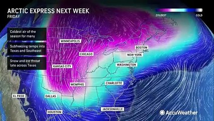 Arctic air to grip the central and eastern US next week