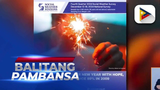 SWS: 90% ng mga Pilipino, naniniwalang may pag-asa ang pagpasok ng bagong taon