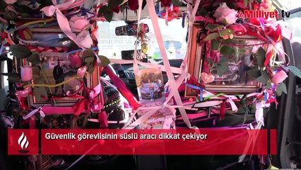 Güvenlik görevlisinin süslü aracında yayla esintileri