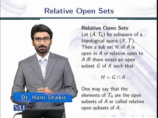 Lecture 43  Relative Open Sets in Topology in Urdu