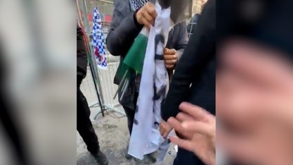 Galata'daki Gazze mitinginde İsrailli şirketi protestoya engel