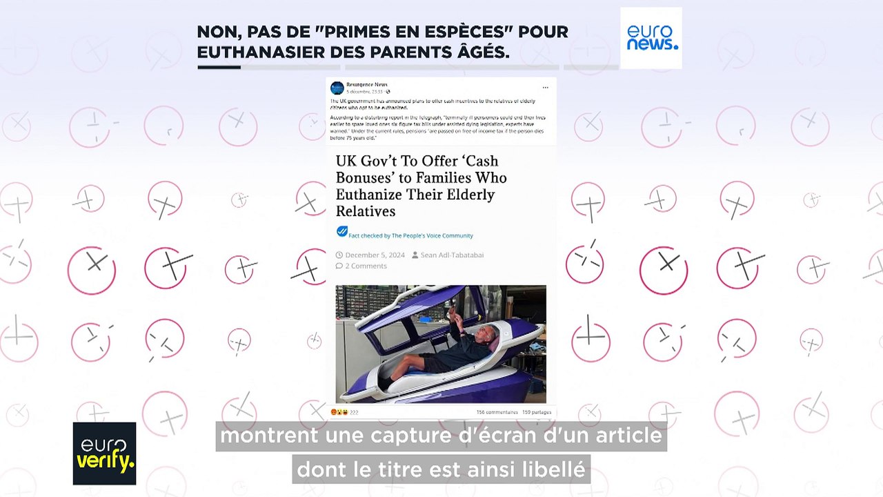 Non, le gouvernement britannique n'offre pas de "primes en espèces" aux familles qui euthanasient leurs proches âgés