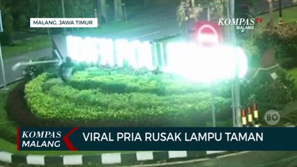 Viral Pria di Kota Malang Rusak Lampu Taman Kota