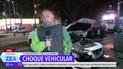 Se registra aparatoso accidente en Av. Insurgentes Sur y Baja California, CDMX
