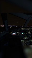 Cockpit View Late Night Arrival Fly Dubai A320neo at Dallas-Fort Worth International, Texas, USA