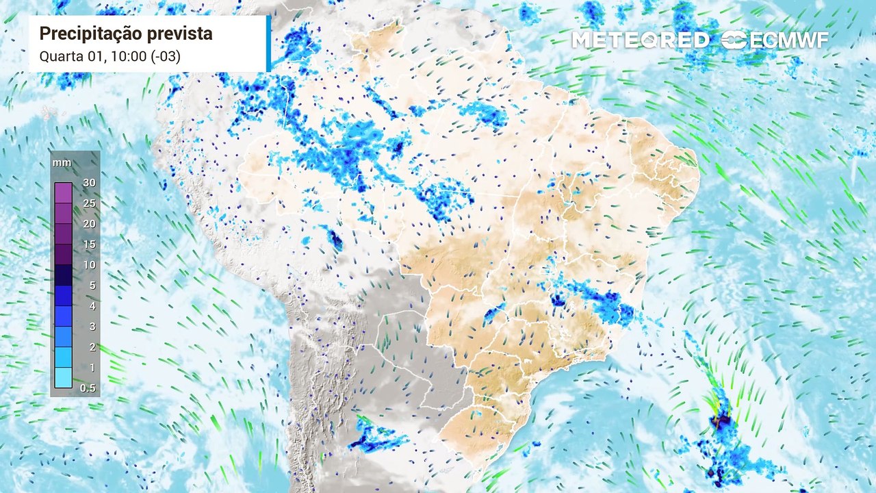 Previsão de chuva e nebulosidade