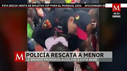 En CdMx, policía salva a bebé que no podía respirar en Metro Merced