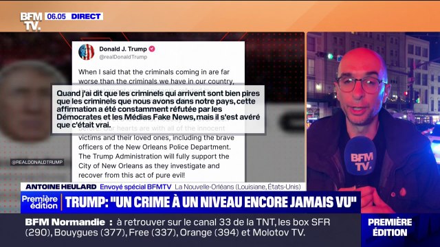 Attaque à la Nouvelle-Orléans: Donald Trump qualifie l'attaque d'acte malveillant et évoque l'immigration clandestine