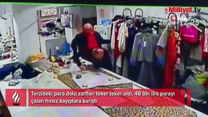 İstanbul'da terzide şok görüntü! Zarfları teker teker çaldı