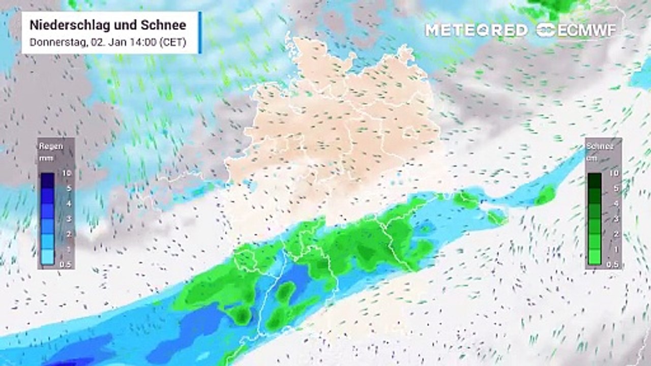 Schnee und Regen bestimmen aktuelle das Wettergeschehen in Deutschland - es wird glatt