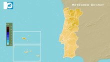 Precipitação acumulada para o território português nas próximas 72 horas