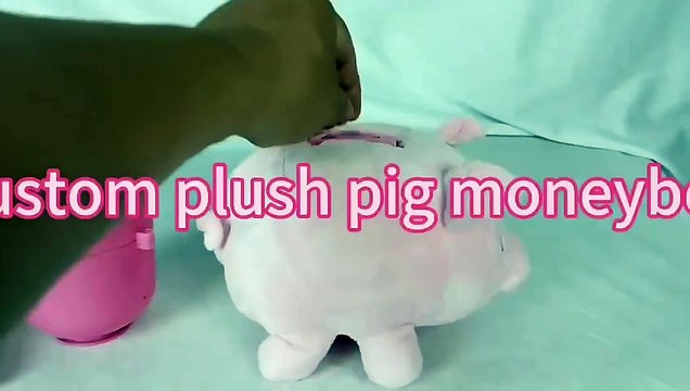 Custom-tailor stuffed animal cute pink pig musical piggy bank plush saving box children.